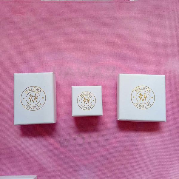 

wholesale 200pcs/lot white jewelry gift boxes customized foil logo packaging earring ring necklace boxes with velvet foam cuts t200808, Black;white