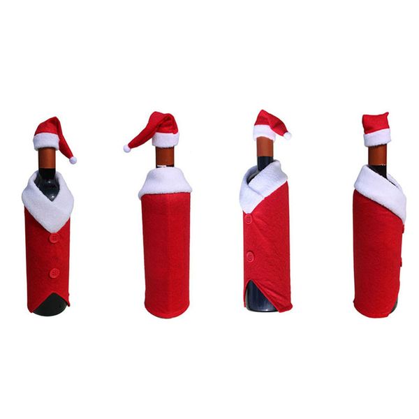 

1 set christmas cute red wine bottle cover santa claus dinner table decoration home party decor christmas decorations 5zhh086