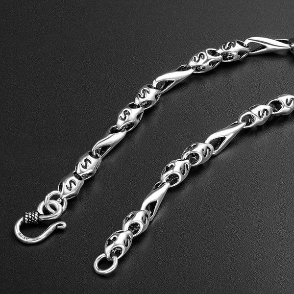 

5mm thick 925 sterling silver men's long silver necklace chain retro fashion thai necklaces 45 to 60cm long (hy