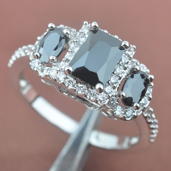 

fancy black cubic zirconia for women jewelry rings size 6 7 8 9 sa018, Golden;silver