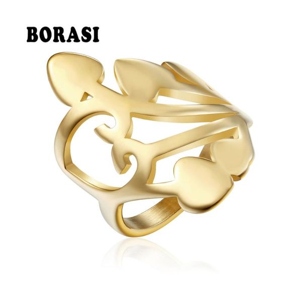 

borasi trendy love heart crown shaped ring for women stainless steel wedding jewelry ring gold color engagement rings brand new, Golden;silver
