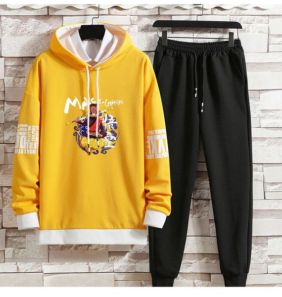 

teenager tracksuits fashion monkey letter pattern print mens casual outfits autumn long sleeve boys pullover hooded high quality, Gray