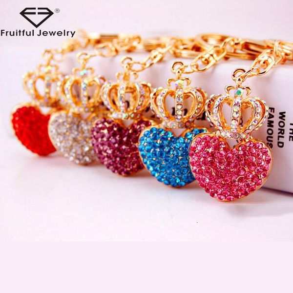 

прекрасный металл красочные цепи кристалл key heart and crown shaped брелок для украшения, Silver