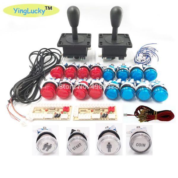 

2 players arcade joysticks diy kit zero delay usb encoder american style joystick 28mm push button pc mame raspberry pi 1 2 3