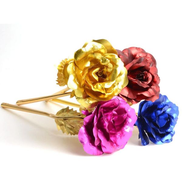 

5pc/lot 24k gold foil plated rose wedding party propose decoration golden rose decor flower flores artificiales para decoracion