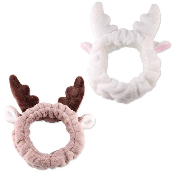 

shower caps 2pcs makeup headbands with soft and cute antlers for women girls spa make up