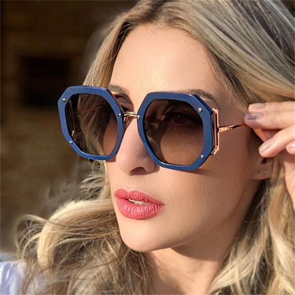 

octagon blue sunglasses women designer fashion, White;black
