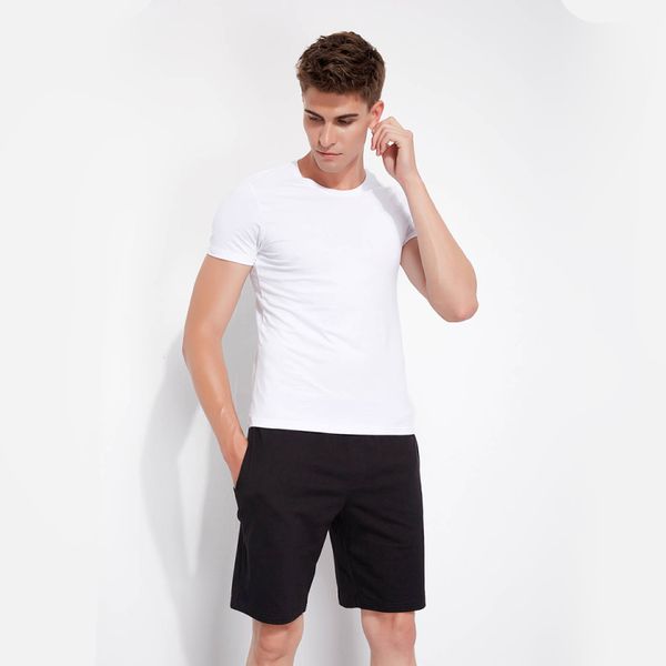 

shorts neutral pure color summer casual relaxed solid cotton for men, White;black