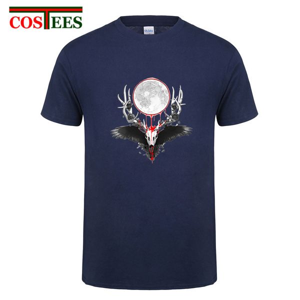 

creative design the blood moon skull deer raven mashup t shirts men spread wings eagle tshirt mix & match summer streetwear tees