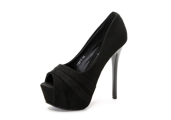 

12cm super high heel fish mouth shoes waterproof platform fine heel professional shoes all-match black girl single