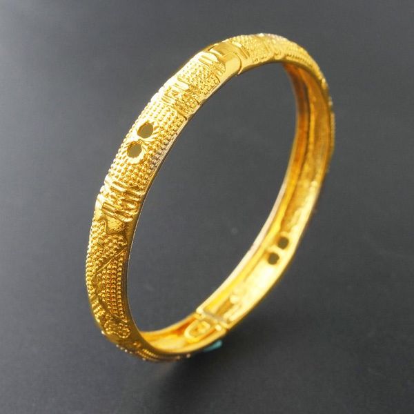 

24k gold color bangles for women gold bracelets wedding party bridal jewelry accessories, Black