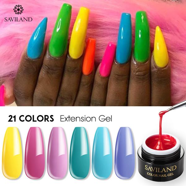 

saviland rainbow builder gel nail extension nail hard semi permanent jelly poly diamond polish, Red;pink