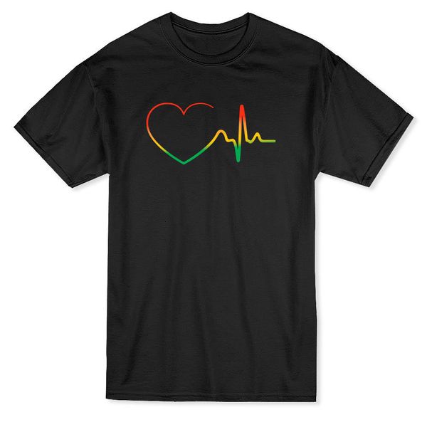 

sport 2019 summer new cool tee shirt rasta electrocardiogram heart graphic men's t-shirt cotton t-shirt