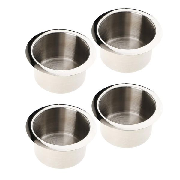 

drink holder 4 pieces stainless steel cup for marine auto truck camper rv polished