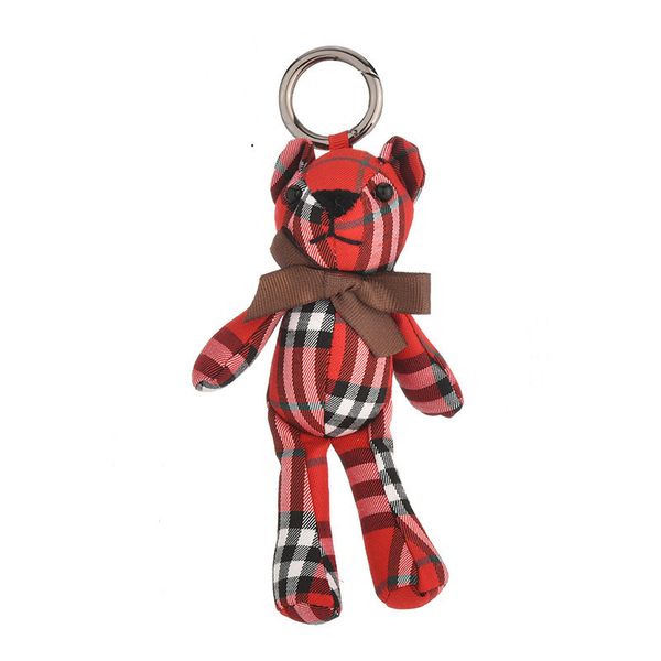 Keychains Mode Cute Bear Keychain Stoff Gingham Ornament Schlüsselkette Ring Halten Sie Schmuck für Frauen039 -Shand -Bag Auto Auto Anhänger9243593