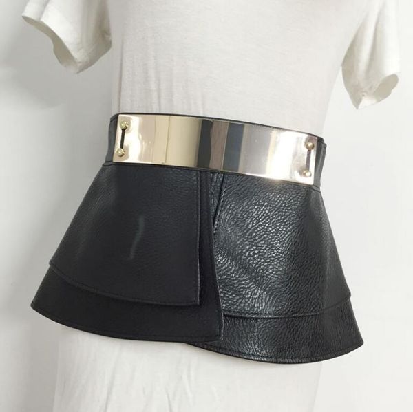 

women's runway fashion vintage pu leather cummerbunds female dress corsets waistband belts decoration wide belt r1454, Black;brown