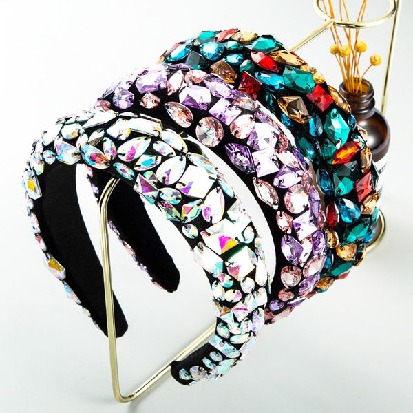 

hair accessories fashion velvet colorful crystal headbands for women luxury band hoop baroque hairband woman headdress