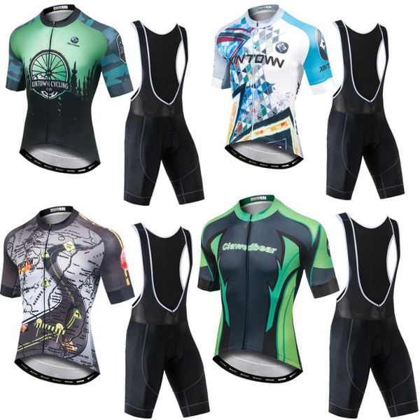 

2020 spring summer cycling jersey short sleeve men's shorts set mountain bike clothing road bike equipment, Black;blue