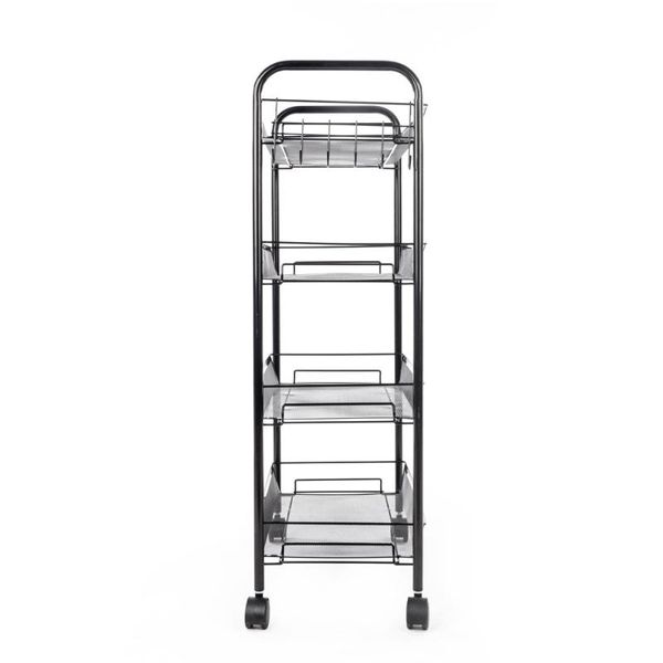 

exquisite honeycomb net four tiers storage cart with hook black