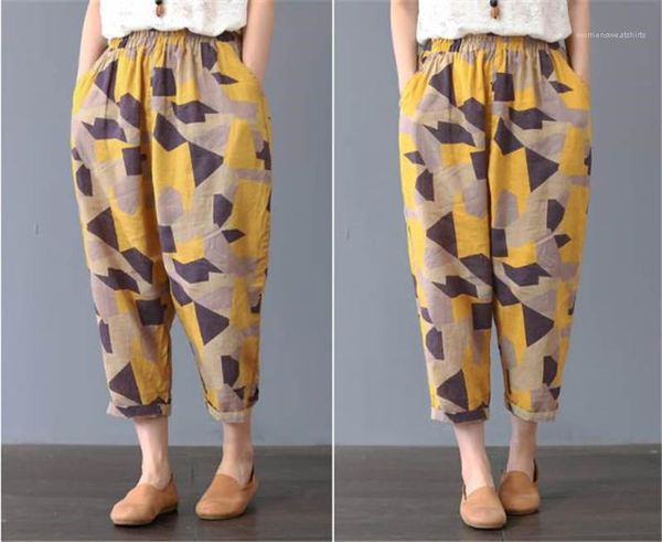 

womens loose print painted casual wide leg female fashion clothing womens spring capris womens designer pants, Black;white