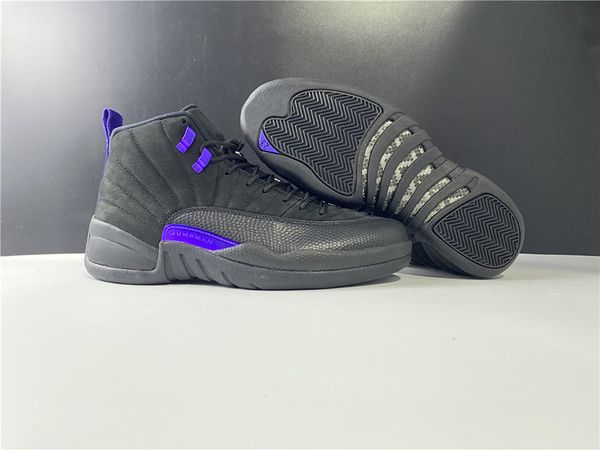 

12 dark concord black purple jumpman men athletic basketball shoes 12s mens trainer fashion sports sneakers, White;red