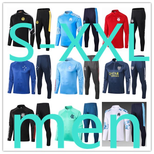 

2020 2021 mens sports tracksuits men soccer football tracksuit training bottoms survetement foot hommes jogging tuta sportswear suits, Black