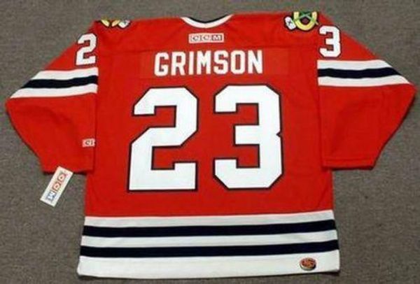 

men women youth 2018 custom goalie cut stu grimson chicago blackhawks 1991 ccm away hockey jersey all stitched any name any number, Black;red