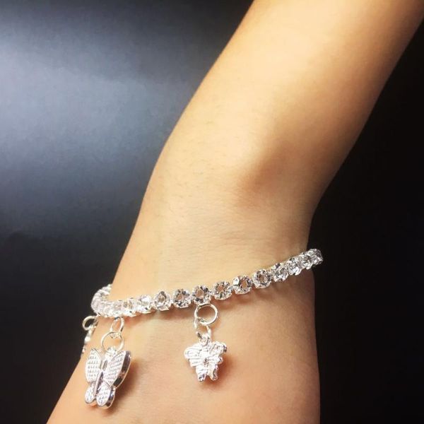

simple rhinestone bracelet butterfly hip hop lady jewelry fashion butterfly pendant bracelet lady, Black