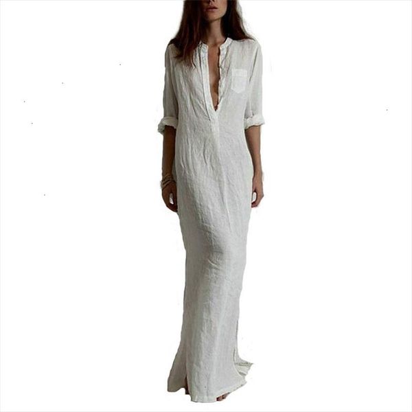 

fashion vestidos 2020 autumn women casual dress long sleeve deep v neck split solid long maxi dress, Black;gray