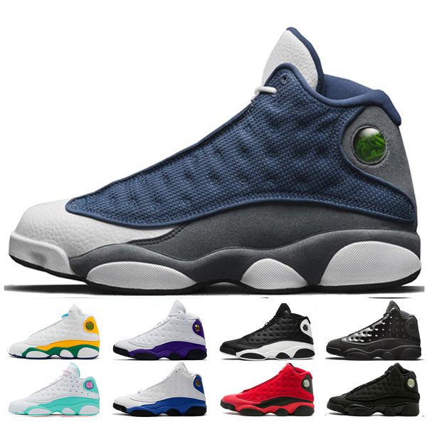 

men women 13 13s flint baksetball shoes white soar green pink playground what is love luky green mens trainers womens sneaker shoes 36-47, Black