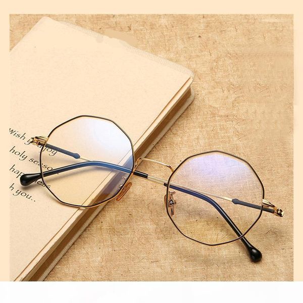 

new arrival korean designer vintage stainless steel spectacle polygon optical frames metal eyeglasses for women men, Silver