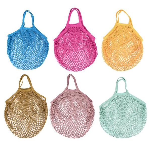 

shopping bags mesh net string bag reusable tote vegetable fruit storage handbag foldable home handbags grocery tote knitting bag dhe1288