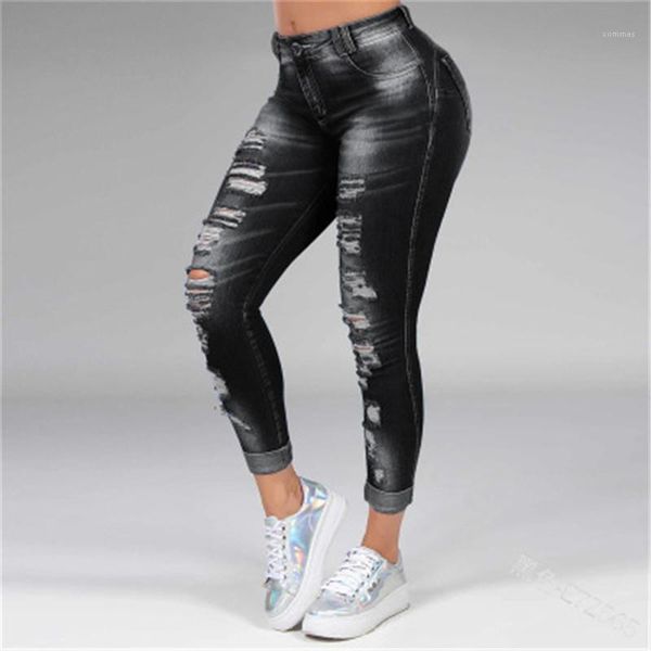 

slim pocket skinny stretch jeans designer female zipper light washed holes pencil pants women hole casual demin trousers fashion, Blue