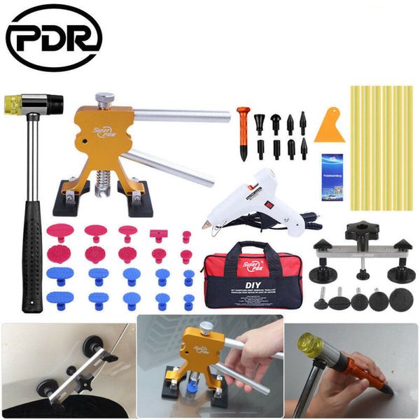 

pdr tools paintless dent repair tool vehicle hail repair car body dents puller suction cups glue gun rubber hammer kit