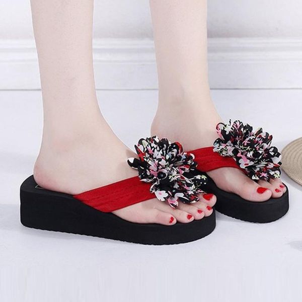 

bohemian platform flip flops woman shoes new arrival women's summer footwear non-slip lightweight flip flops zapatos de mujer, Black