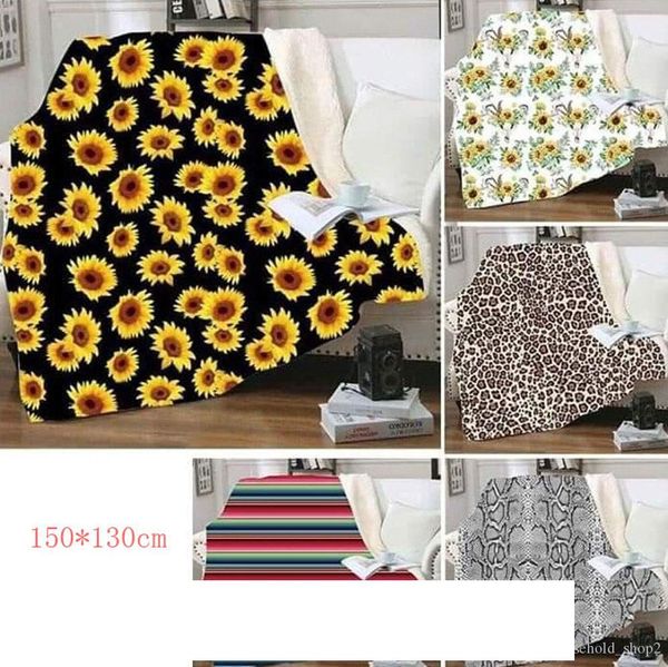 

sunflower printed blanket double layers flannel blankets double velvet carpet napping blanket rug tapestry customizable a05