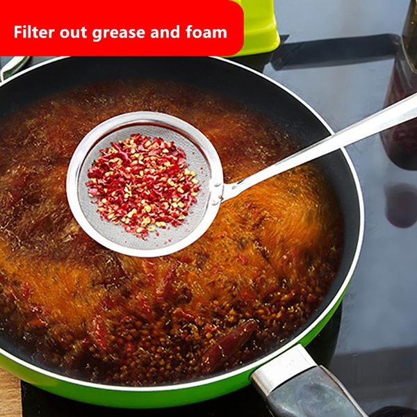

kitchen supply fine mesh stainless steel strainer set liquid colander sieve skimmer cookware net leak spoon mesh