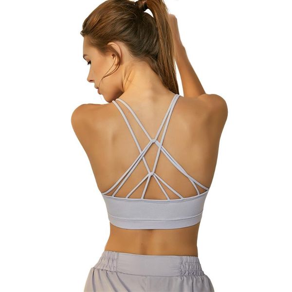 

active wear women yoga bra push up cross straps nylon solid workout femme sport underwear fitness bra female gym sports, White;black