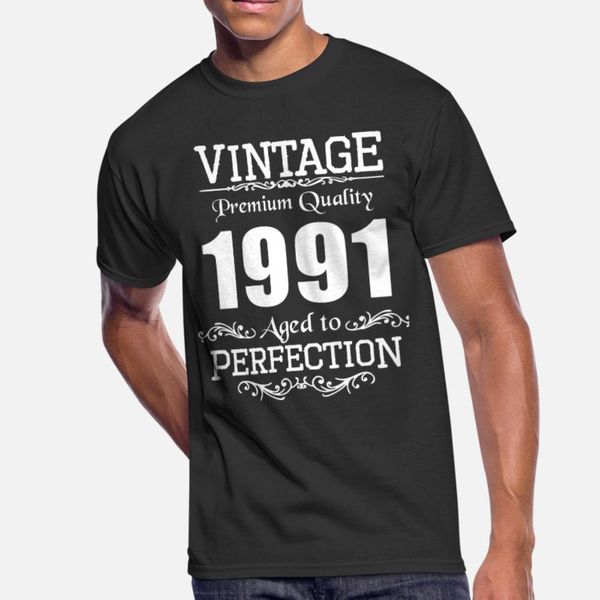 

vintage premium quality 1991 aged to perfection t shirt men character tee shirt s-xxxl solid color graphic funny casual summer shirt