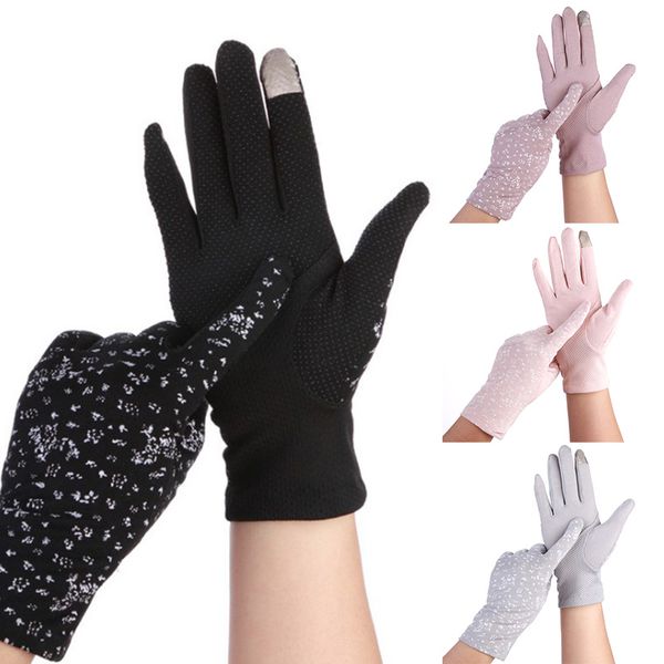 

summer summer lady touch screen anti uv slip resistant driving glove breathable anti-skid guantes, Blue;gray