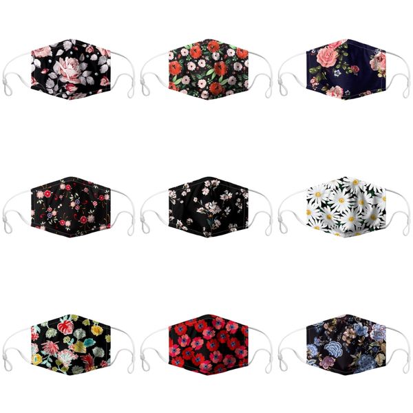 

cartoon ice silk printing face mask white reathe nation flag anging ear personality washable#841, Black