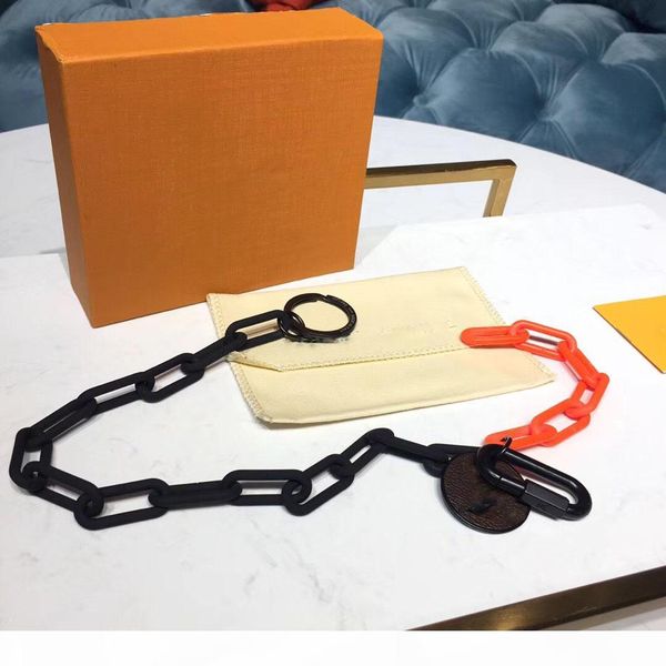 

high-quality leather alloy chain key chain brand design fashion personality men and women car key chain gift box packaging, Silver