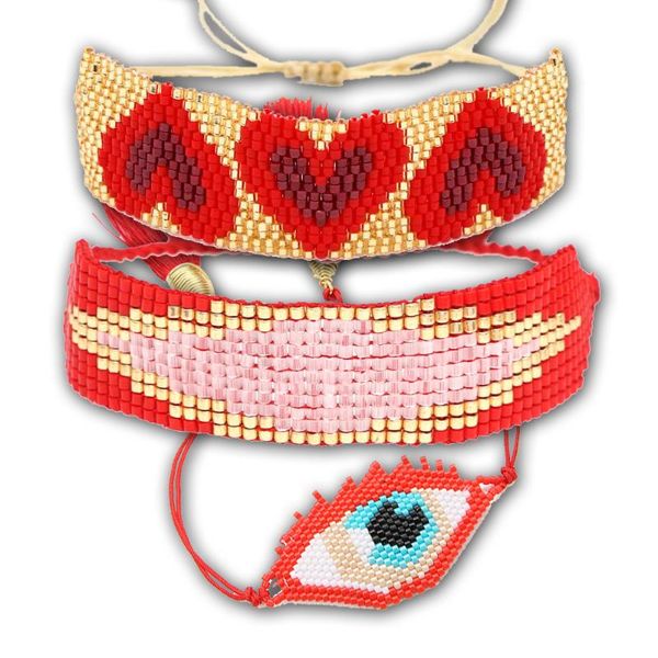 

bluestar vintage bracelet for women miyuki bracelets set red heart design jewelry 2020 couples bangle set gift accessories, Black