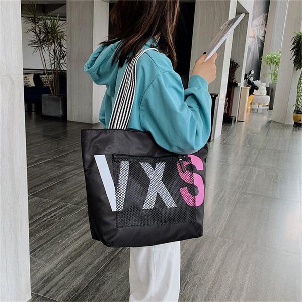 

women pure color casual tote outdoor bag canvas handbag zipper shoulder bag fashion letter printed shoulder bags #yl10