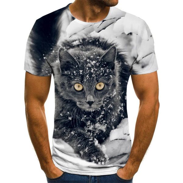 

cute cat pattern summer 3d animal print 3d print shirts funny anime harajuku men clothing