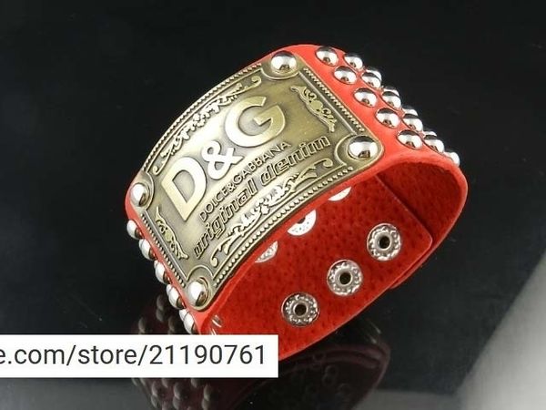 

liruoxi1314 high metal buckle rivets wide bracelet real leather metal cuff bracelet jewelry black, Golden;silver