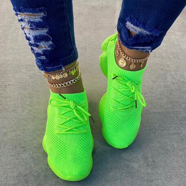 

women shoes knitting sock sneakers women spring summer slip on flat shoes plus size loafers flats walking candy color, Black