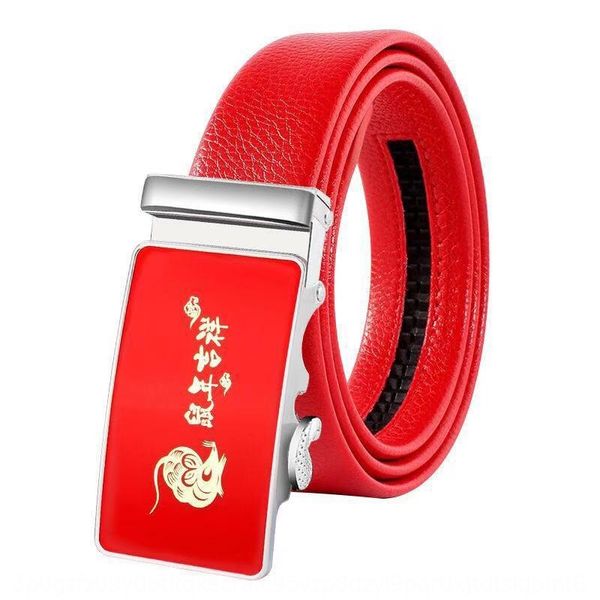 

year of life men's beltbig red new wedding lucky belt men's new year of the rat belt lc3tp, Black;brown