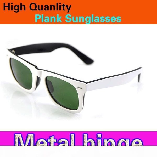 

plank sunglasses black white frame green lens mens sunglasses metal hinge sunglasses womens sun glasses new sun glasses, White;black