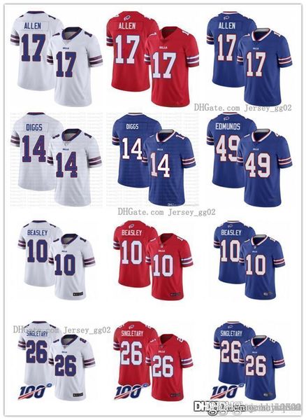 

мужчины женщины buffalo банкноты молодежь 14 нфл диггс 17 джош аллен 10 коул бизли 26 девин синглетэри 49 тремэйн эдмандс футбол джерси, Black;red